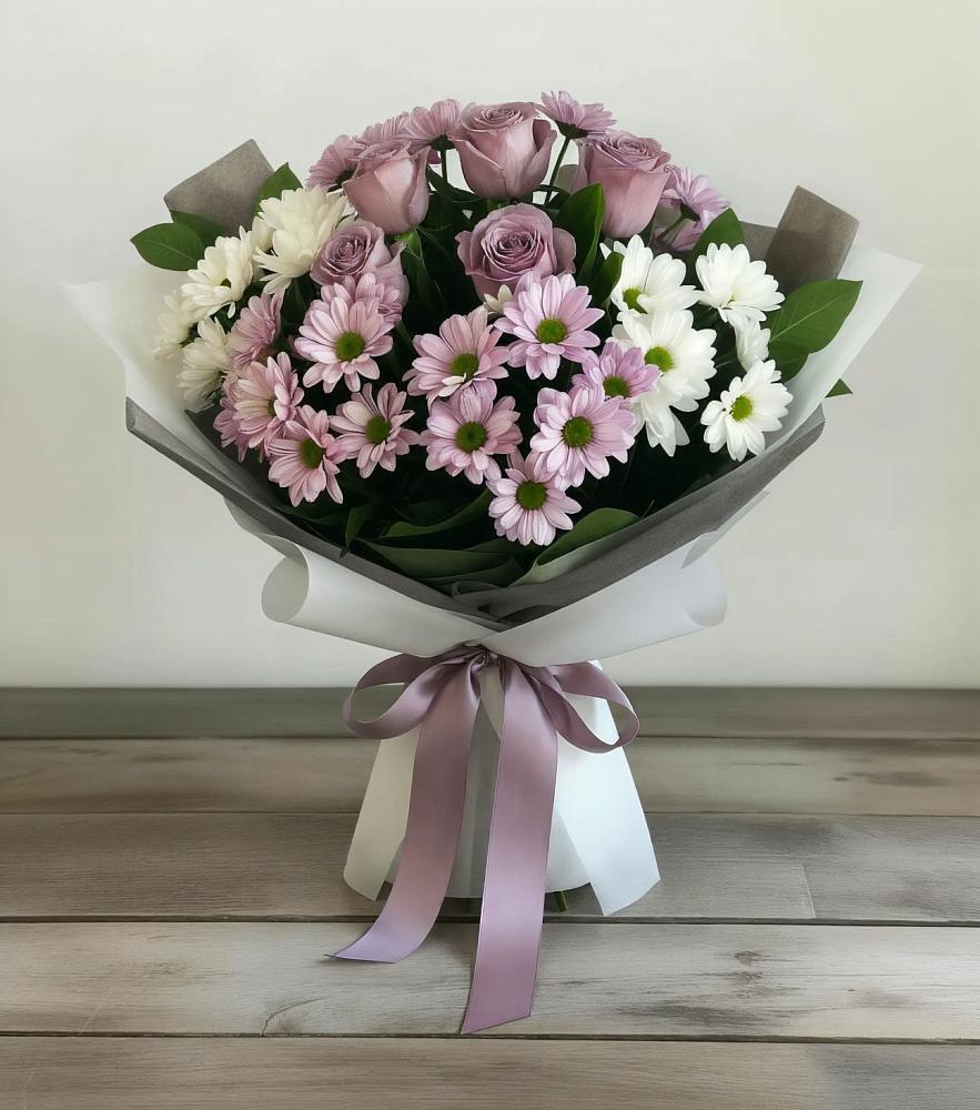Букет цветов из: Хризантемы и Розы в Алачково
