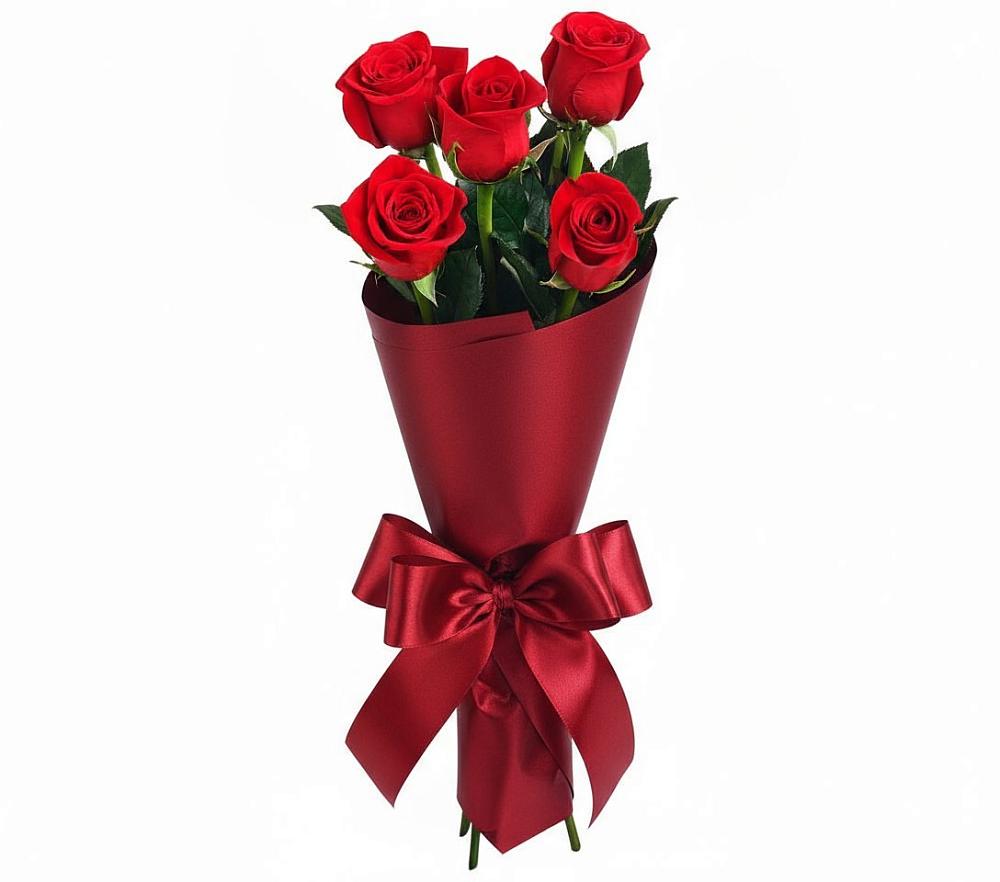 Букет 5 Красных роз Эдлесс Лав в Алачково