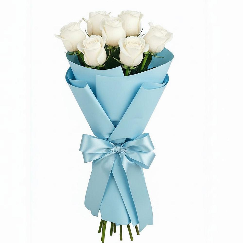 Букет 7 белых роз Проуд в Алачково