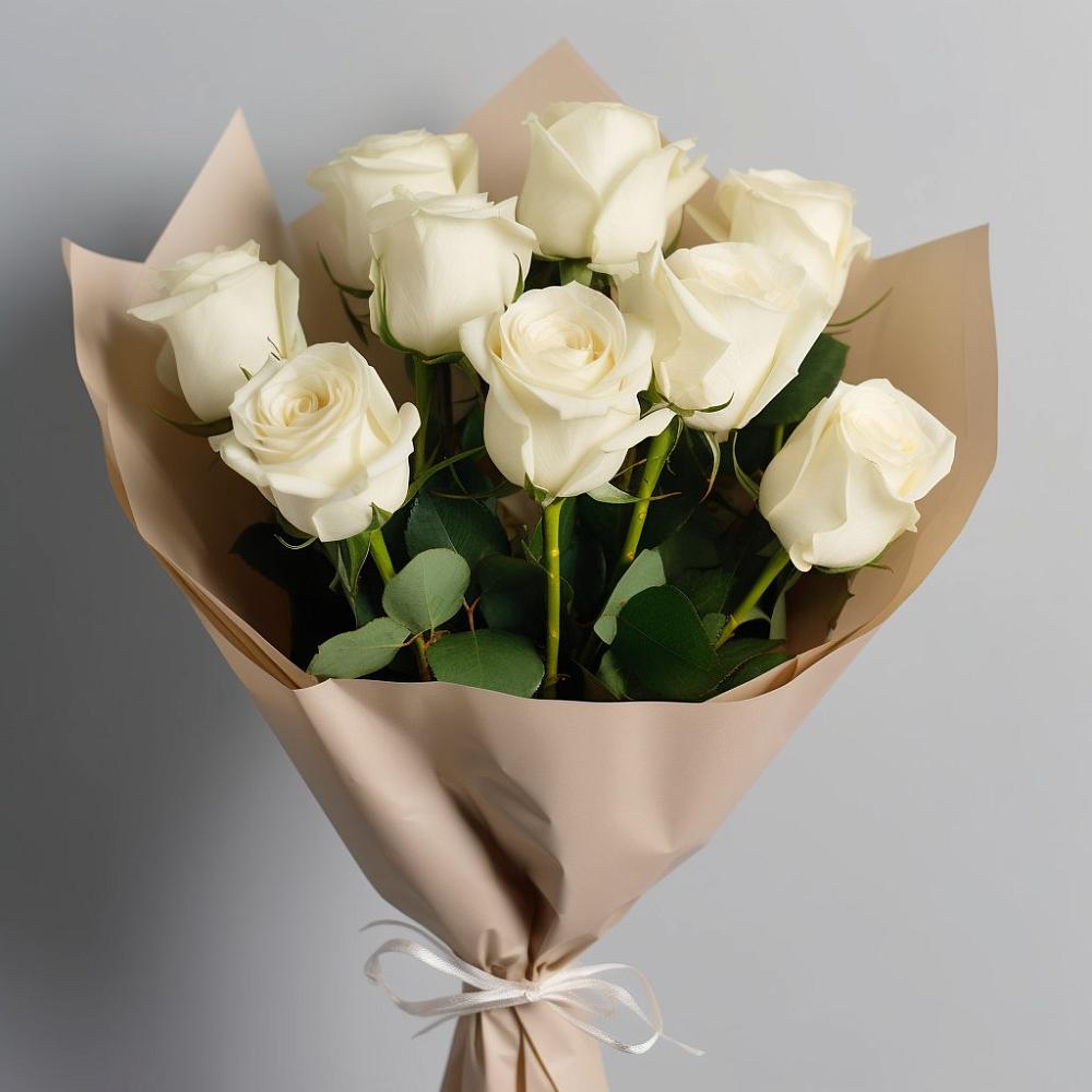 Букет 9 Белых роз Эдлесс Лав в Алачково