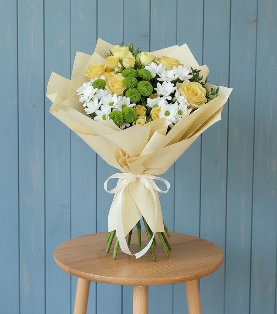 Букет цветов из: Хризантемы и Розы в Алачково