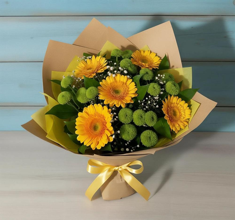 Букет цветов из: Герберы и Хризантемы в Алачково