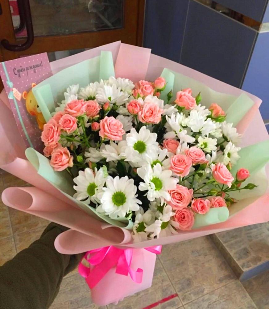 Букет цветов из: Розы и Хризантемы в Алачково