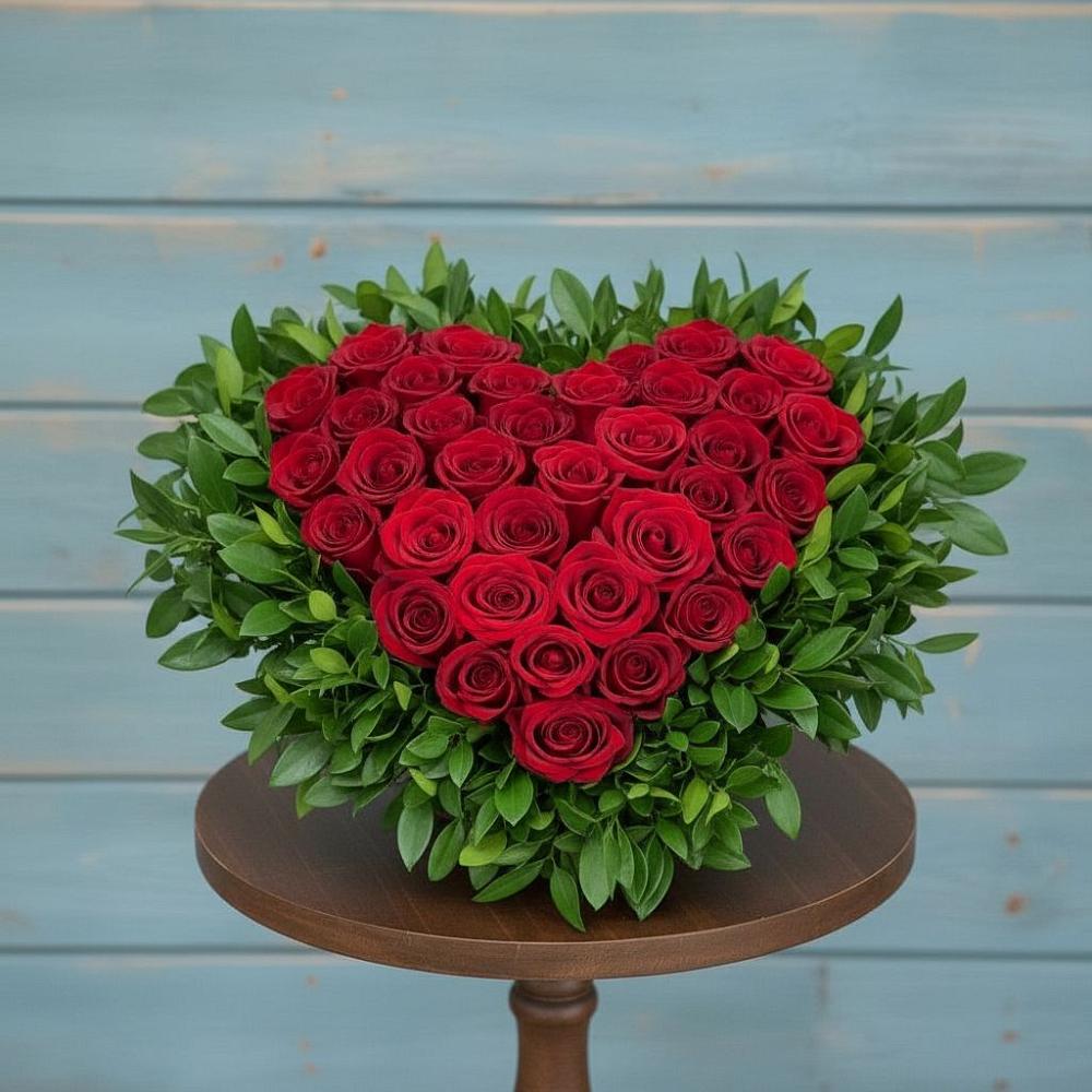 Цветочная композиция из Розы в виде сердца в Алачково