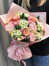 Букет нежные объятья в Алачково Букет цветов из: Гвоздики, Розы и Хризантемы в Алачково