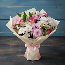Букет цветов из:  Хризантемы, Альстромерии и Розы в Алачково
