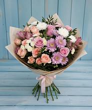 Букет цветов из:  Хризантемы, Розы и Альстромерии в Алачково