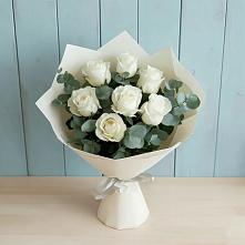 Букет Белые розы в Эвкалипте #REPLACE_PRED# Алачково