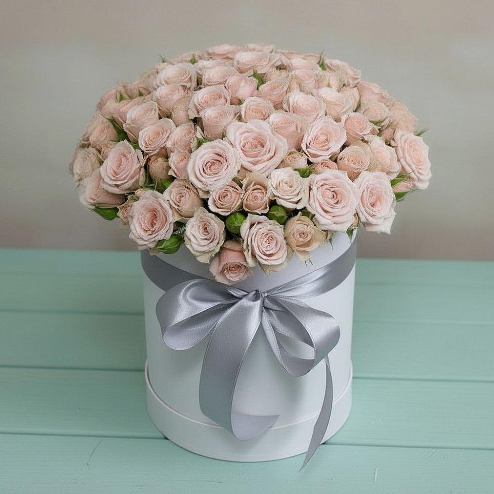 Цветочная композиция из Розы в шляпной коробке в Алачково